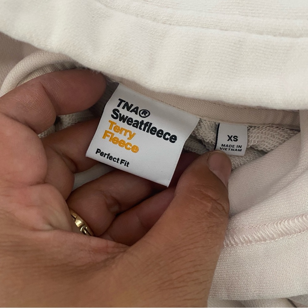 TNA Sweatfleece Terry Fleece Hoodie XS Cream Beige Perfect Fit Casual Comfy - Picture 6 of 10